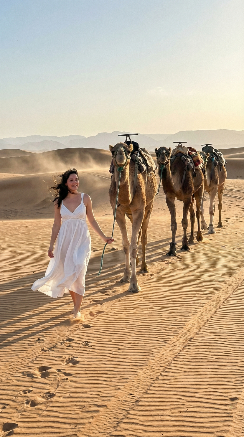 Authentic Desert Wanderer Portrait AI image template preview