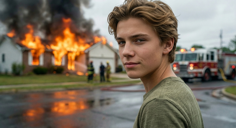 Cinematic Fire Portrait - Boy AI image template preview