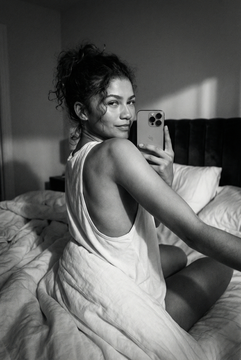 Monochrome Bedroom Candid AI image template preview