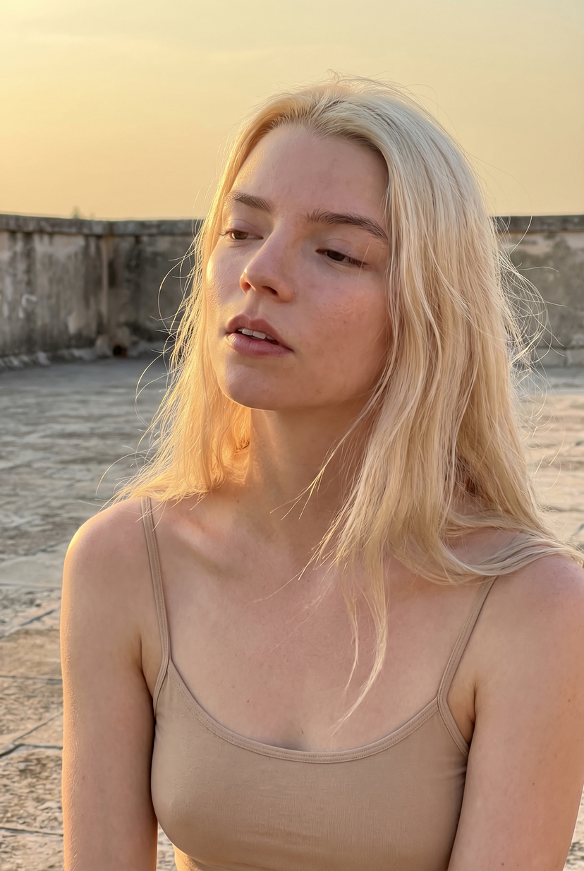 Golden Hour Portrait Glow AI image template preview