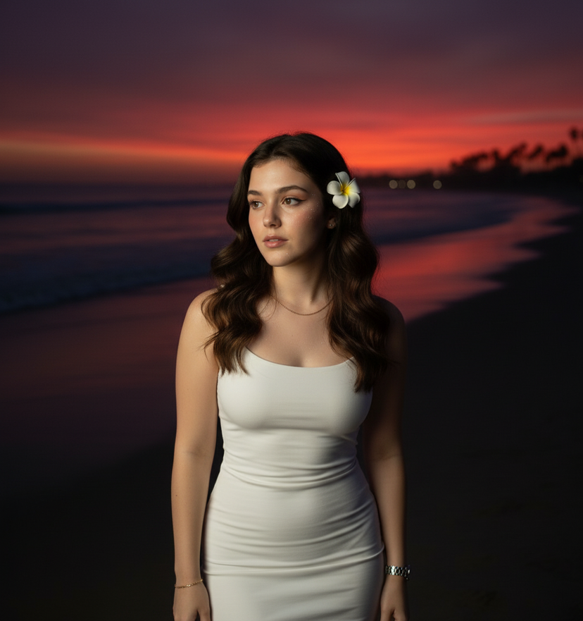 Beach Sunset Sky Aesthetic — Make me look like I'm on a beach where it's dark but someone took my picture with a flash and my face is a bit glittery and glowing