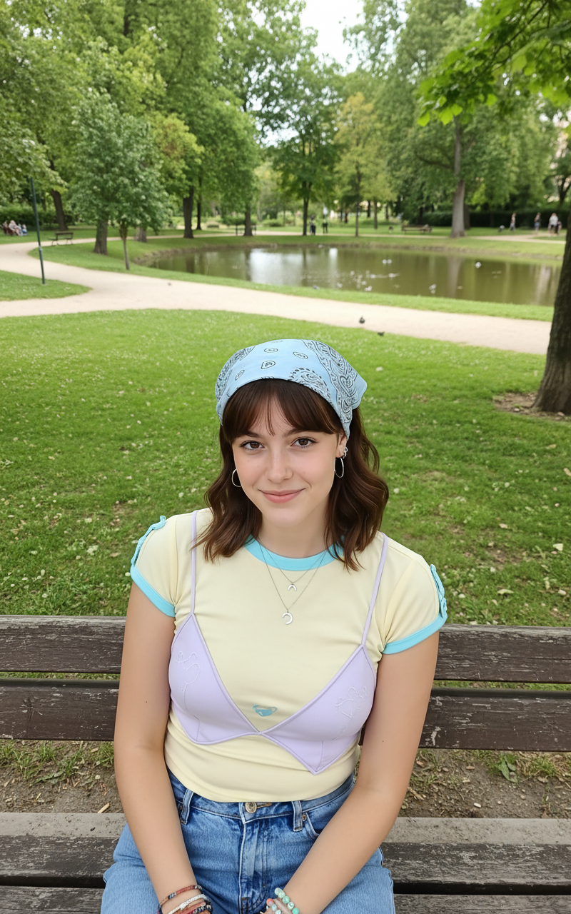 Instagram Post in Park — uploaded image hanging out in a quiet park, enjoying nature keeping facial features, style and hairs same