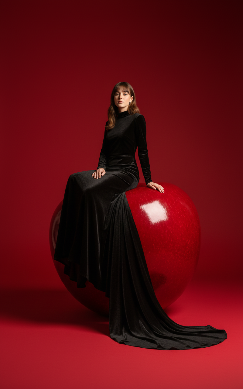 Crimson Dreams of Couture AI image template preview