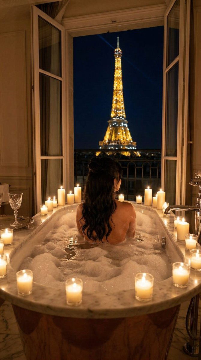 Nano Banana - Paris Balcony Night Eiffel AI image template preview