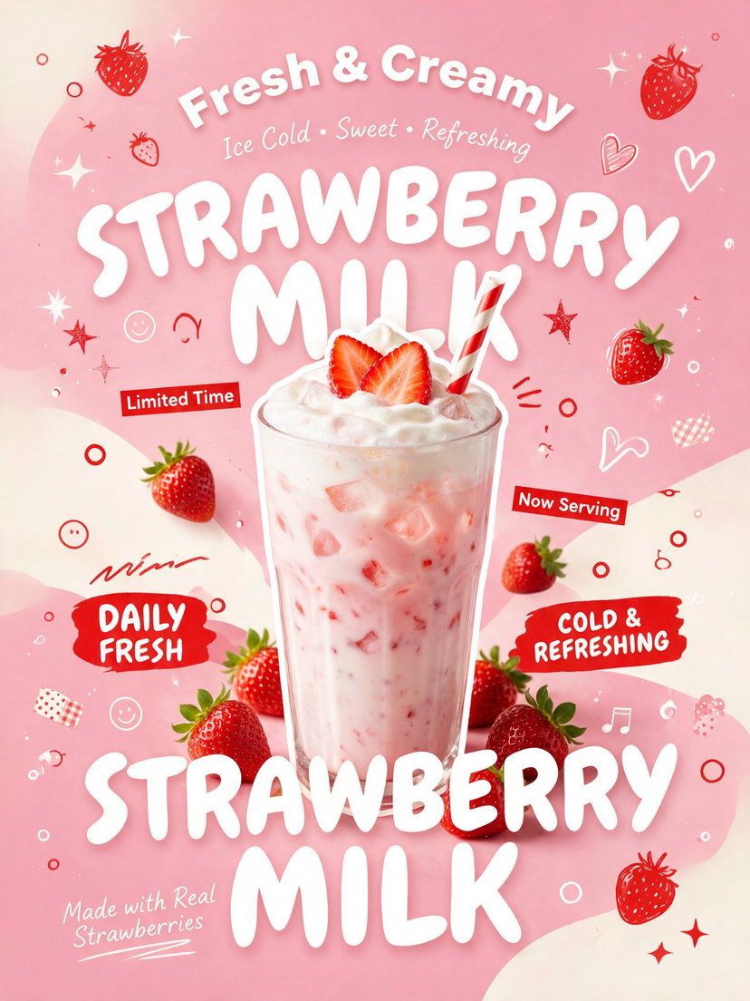 Trendy Cafe Drink Promo Poster — Create a trendy 3:2 square promotional poster for "[PRODUCT NAME]" using the uploaded product image or generate a premium reali