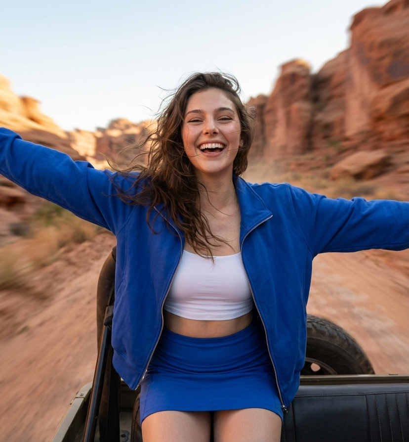 Canyon Travel Template — Create an ultra-realistic, high-resolution outdoor portrait series featuring *the same girl’s face from the reference photo* — same fac