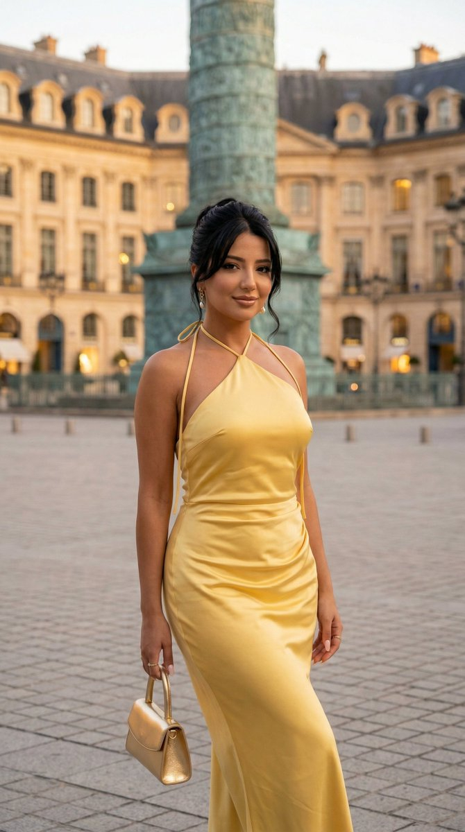 Nano Banana - Place Vendome Yellow Satin AI image template preview
