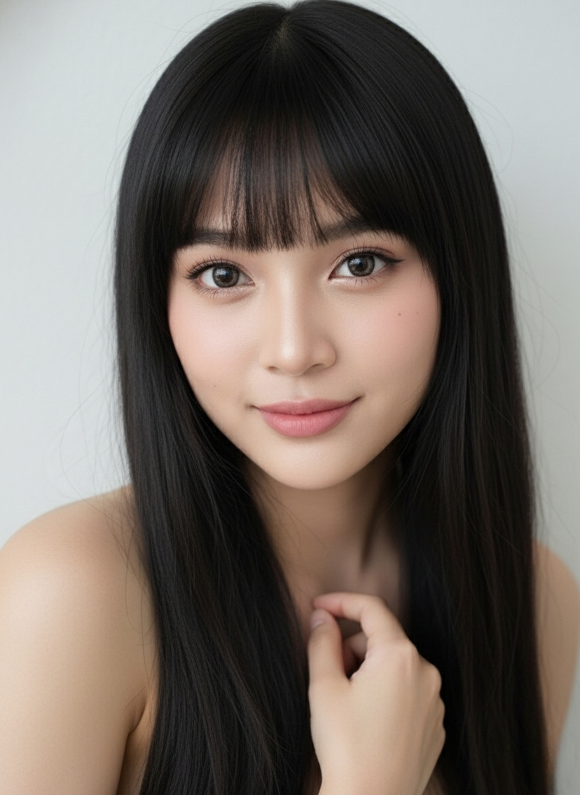 Photography  — Buatkan foto close-up portrait profesional dari seorang wanita muda  dengan gaya yang lebih edgy dan fashionable.
Ekspresinya tenang dan intens d