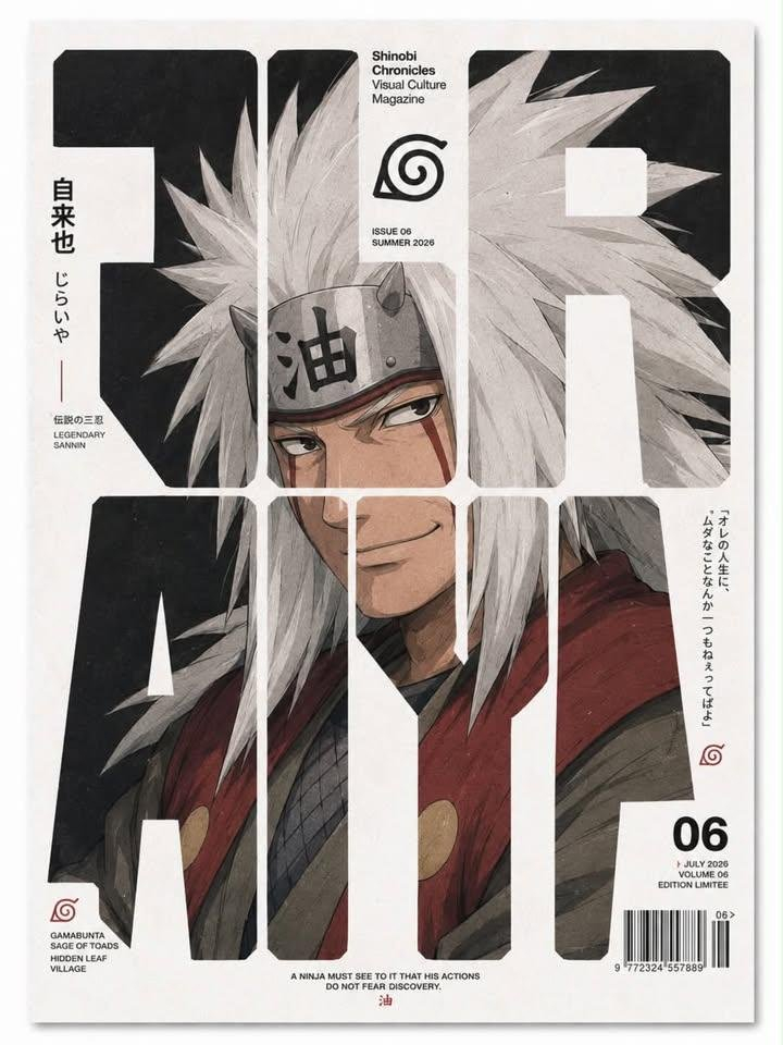 Minimalist Anime Magazine Cover Typography — Create a premium minimalist editorial magazine cover featuring [CHARACTER] from [SERIES]. The portrait should be a 