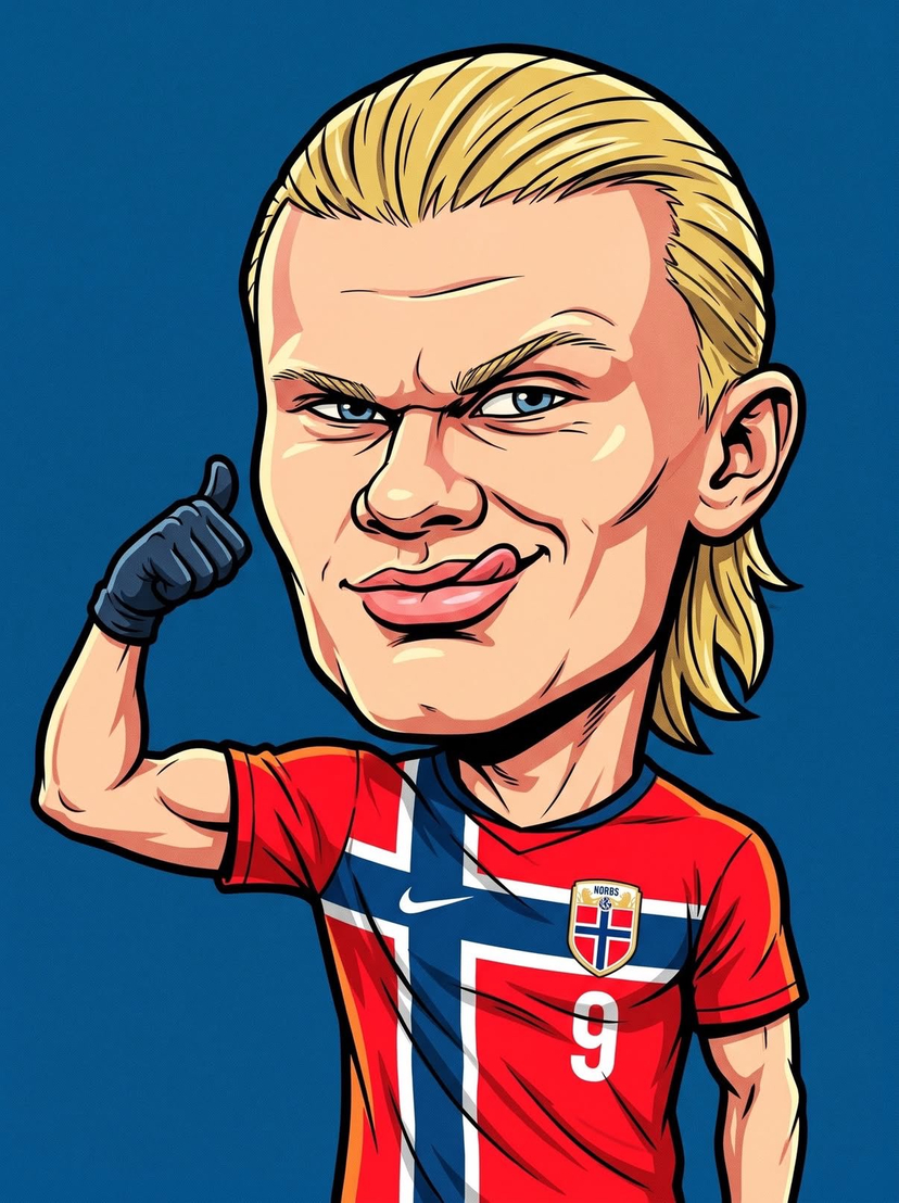 Bold Editorial Cartoon Character Illustration — Create a bold editorial cartoon illustration of [MAIN CHARACTER] with an oversized [CARTOON HEAD], showing [FACI