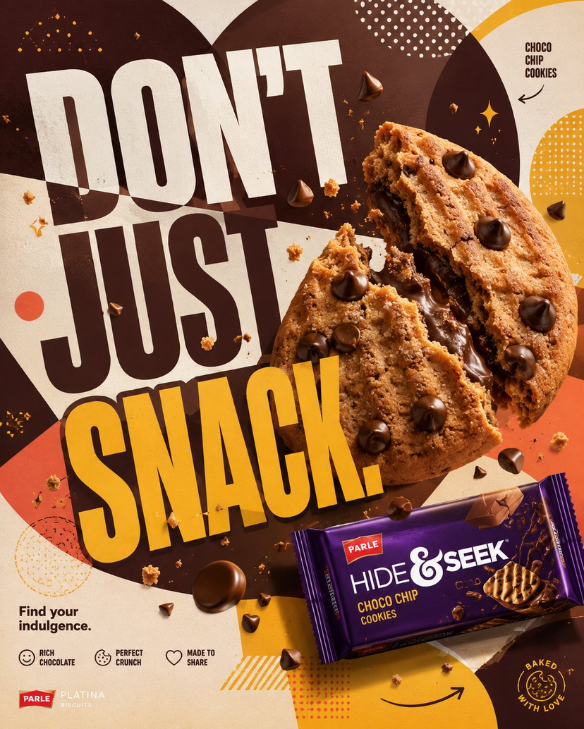 Parle Hide and Seek Cookie Campaign Poster — ⬇️ Act as the Global Creative Director for Parle Hide & Seek, thinking like a collaboration between Parle Creative 