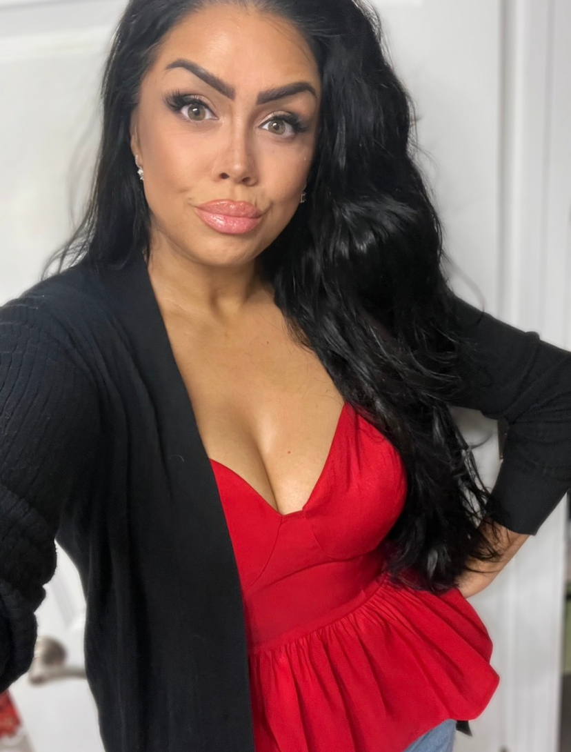 Chic Red Peplum Portrait AI image template preview