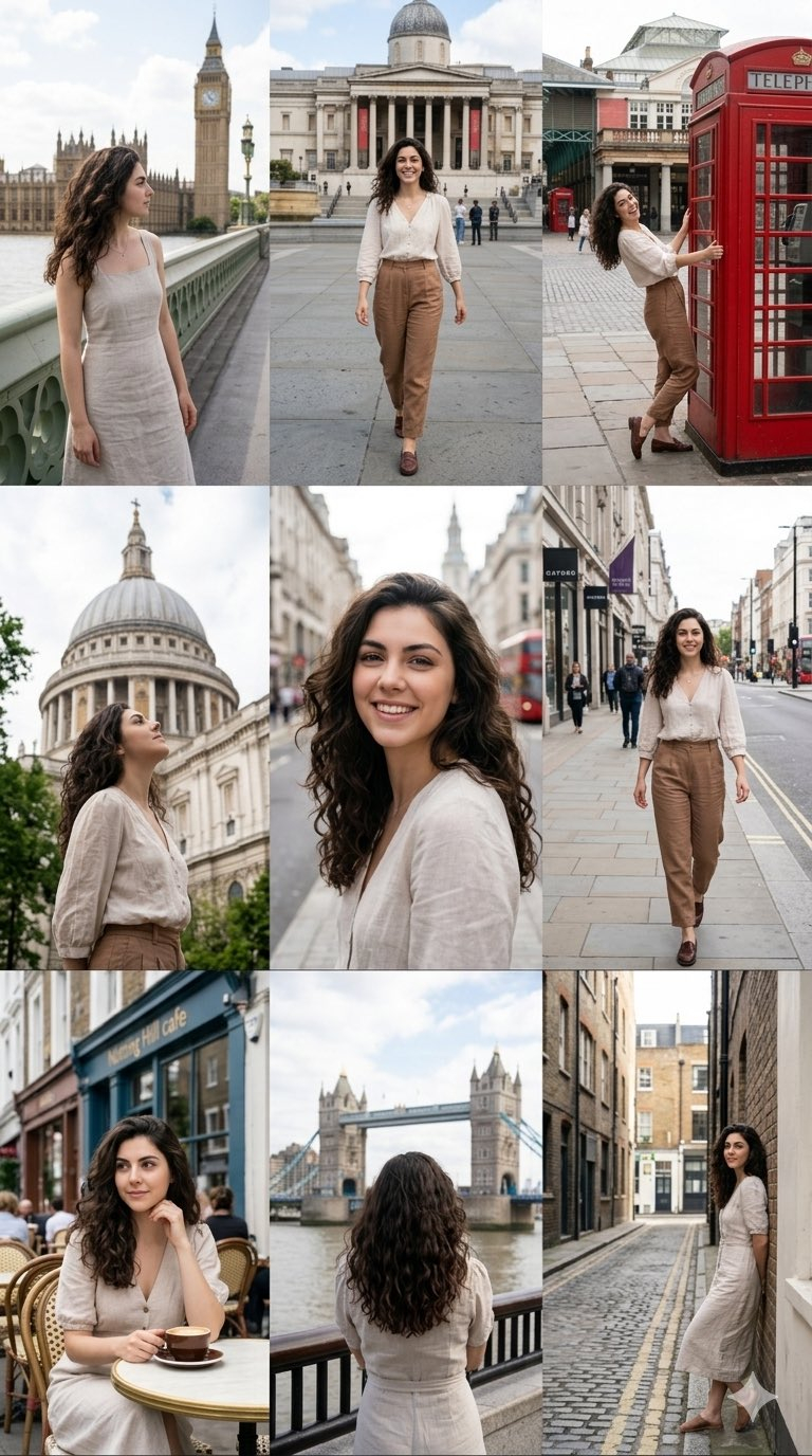 Nano Banana Pro 2.0 — 3x3 Travel Profile Grid AI image template preview