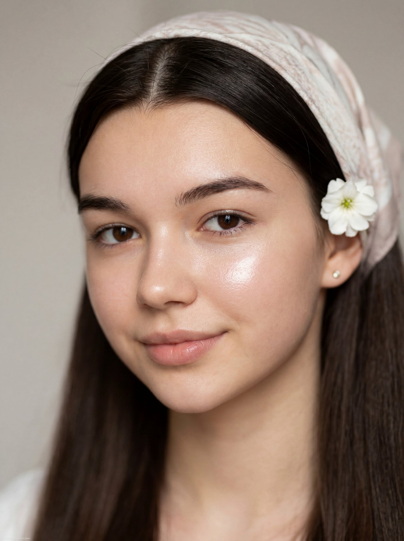 Glass Skin Beauty Portrait — Soft Pastel Nano Banana AI image template preview