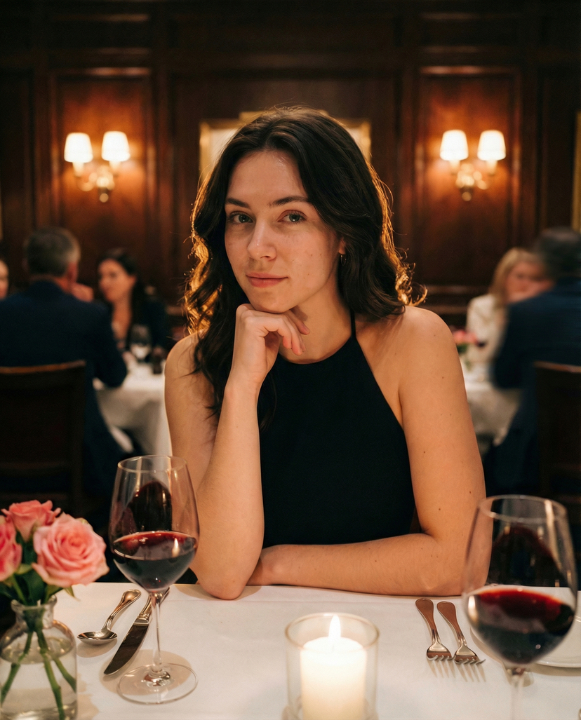 Date Night — Ultra-photorealistic iPhone 15 Pro Max Portrait Mode + Night Mode ProRAW photo, vertical 4:5, cinema…