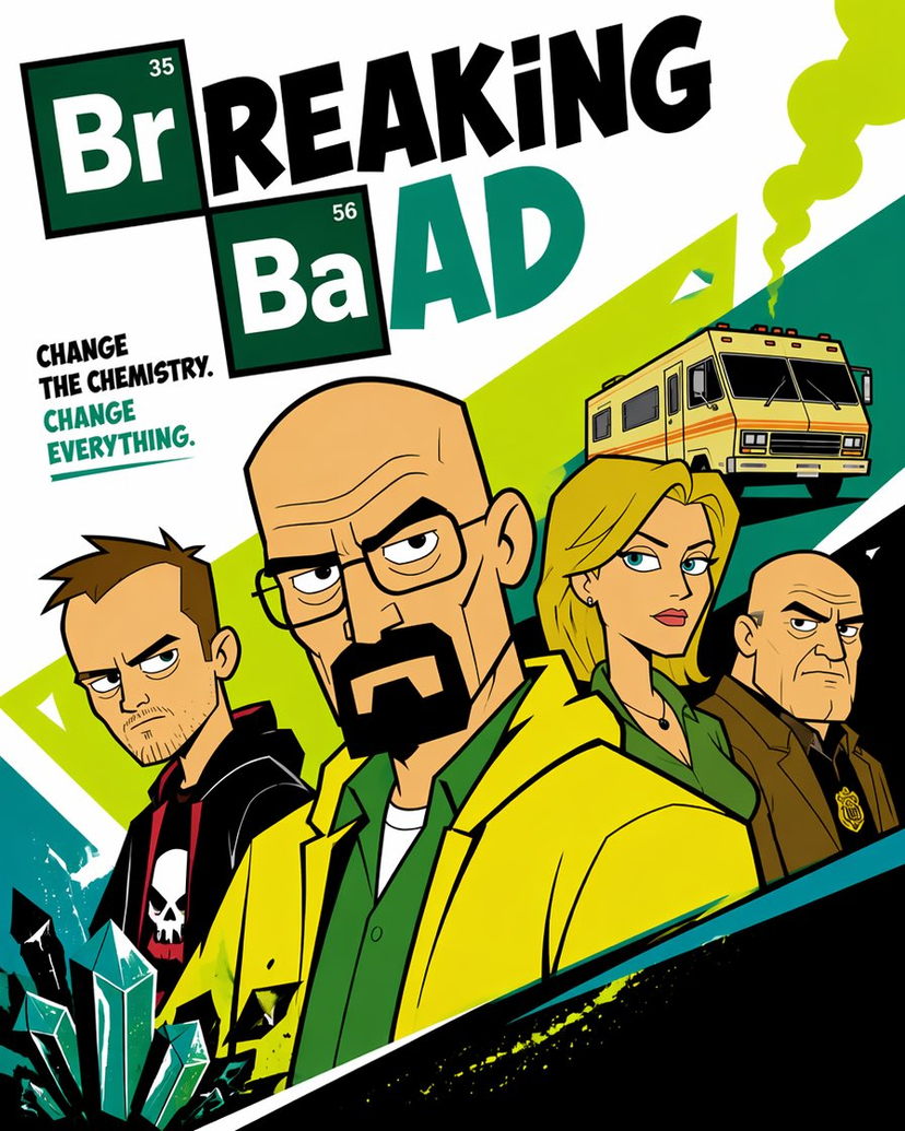 Cartoon TV Show Poster Pack — A bold Cartoon Network-style promotional poster for [SHOW], featuring the main characters in a flat 2D illustrated style with thic