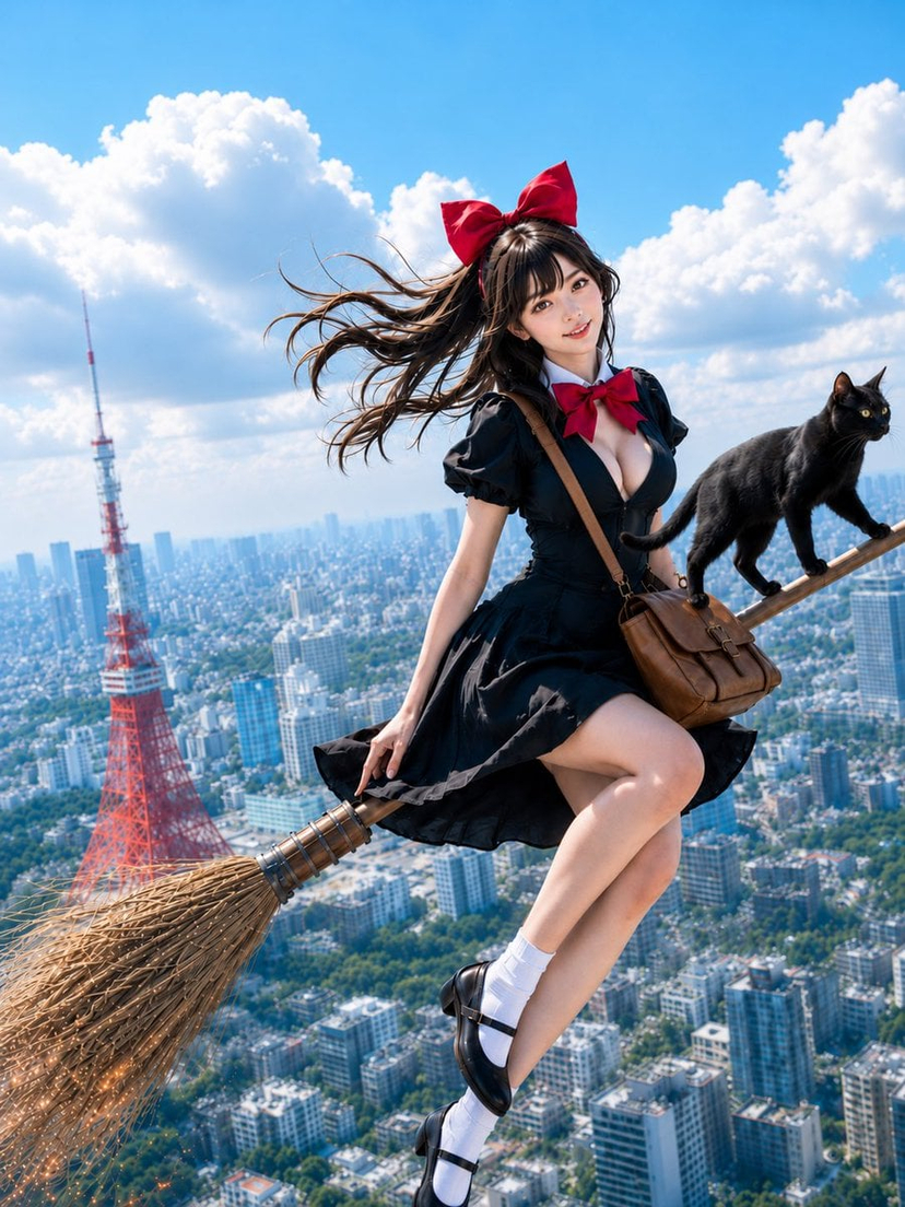 Anime Bean Stalk Climb — Dynamic anime climb up enormous beanstalk into cloud castle, wi…