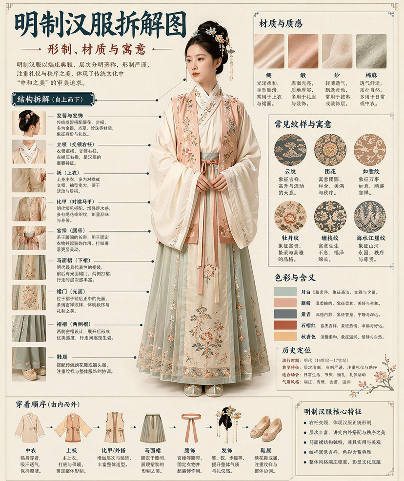 博物馆图鉴式汉服拆解图 — GPT-image-2 AI image template preview
