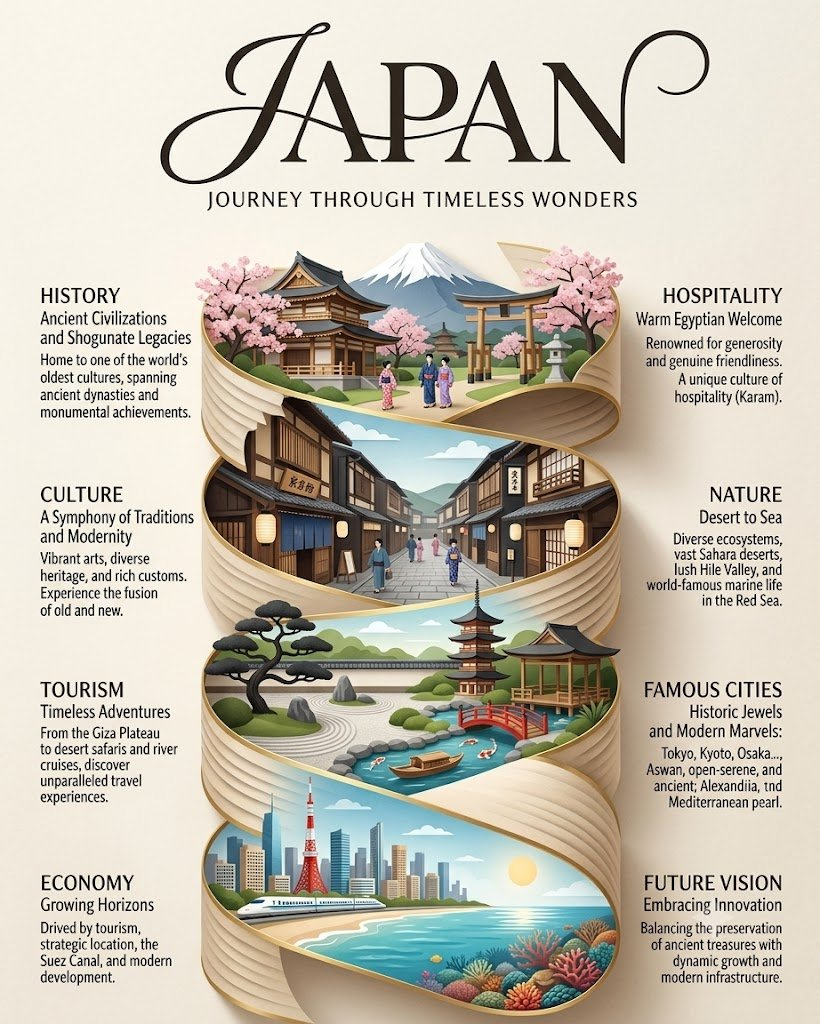 Japan Travel Brochure Poster AI image template preview