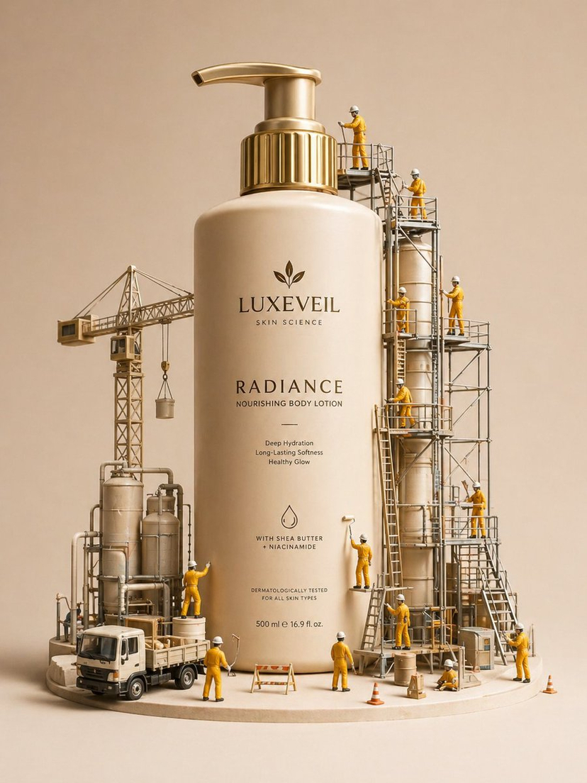 gpt2-e-commerce-main-image-miniature-diorama-skincare-advertisement AI image template preview