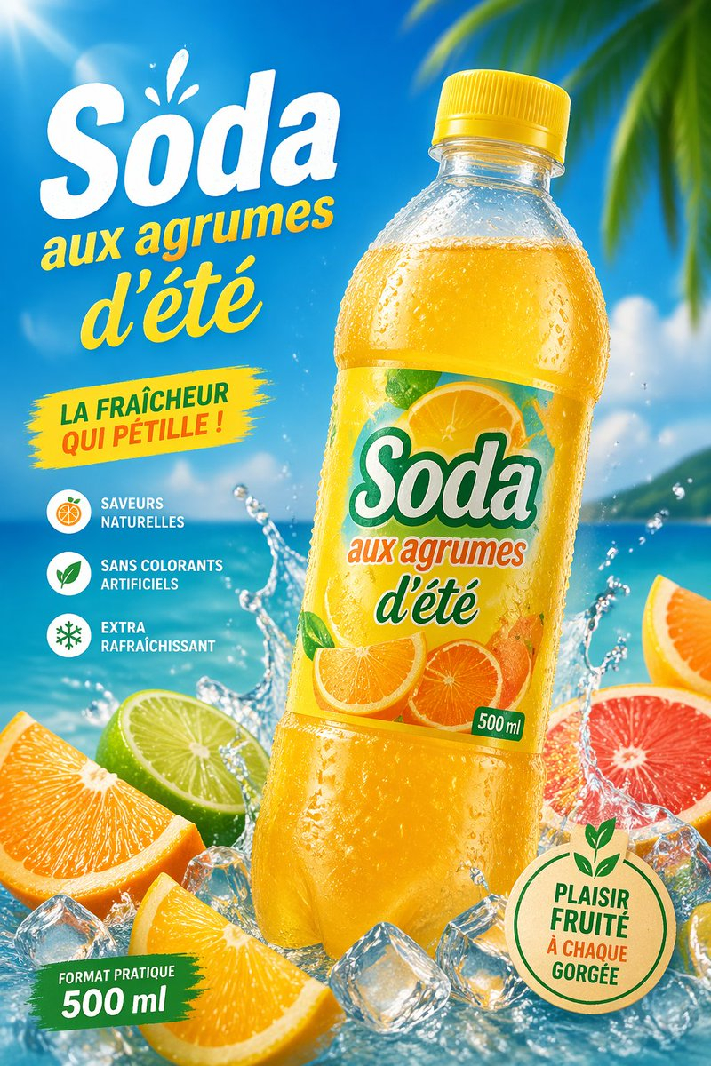 gpt2-e-commerce-main-image-tropical-citrus-soda-ad-poster AI image template preview