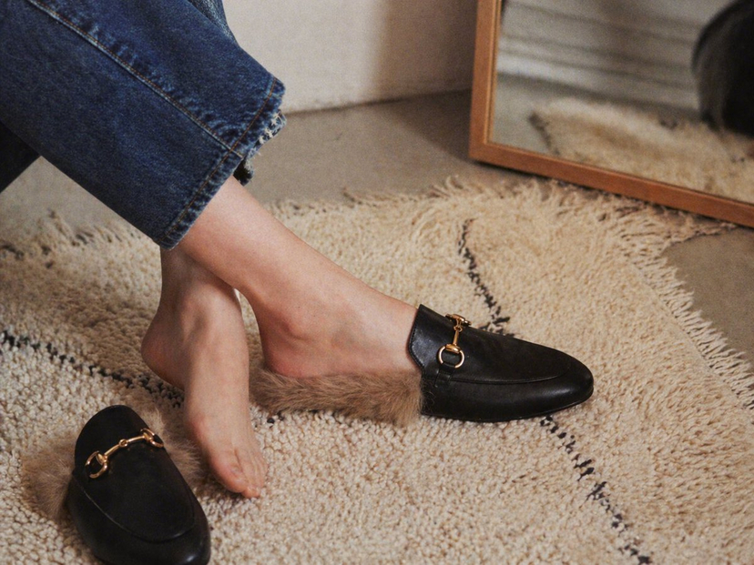 gpt2-e-commerce-main-image-luxury-fur-lined-loafer-lifestyle-photo AI image template preview
