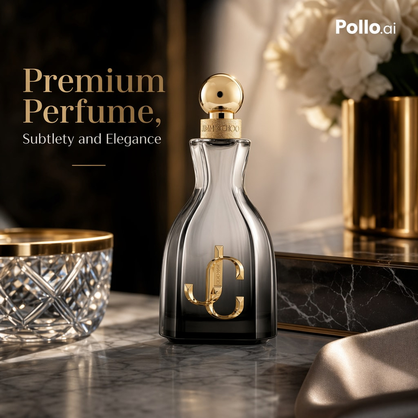 gpt2-e-commerce-main-image-luxury-perfume-ad-on-marble-vanity AI image template preview
