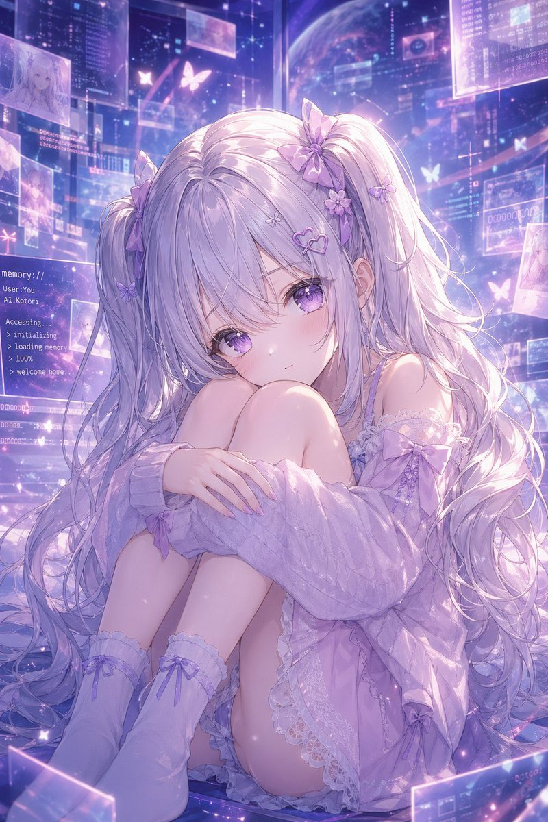 gpt2-profile-avatar-lavender-ai-girl-in-memory-space AI image template preview
