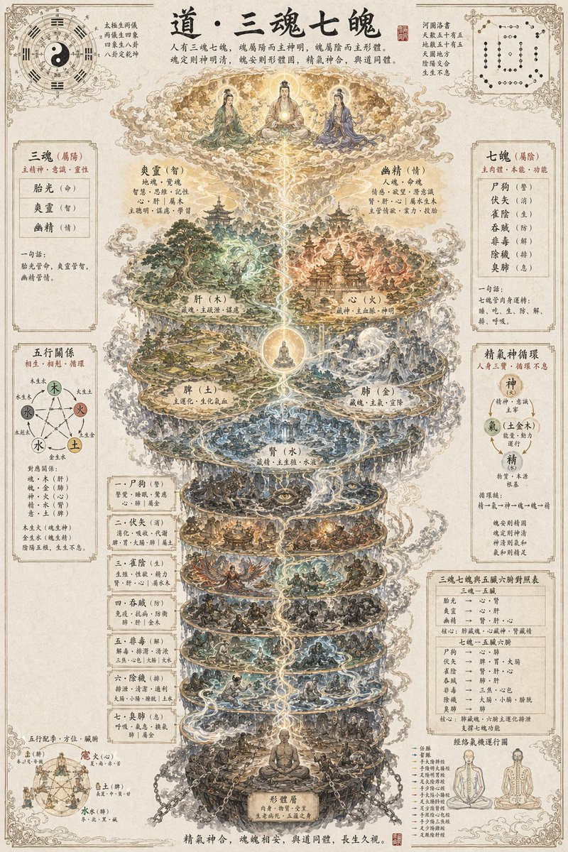 gpt2-infographic-edu-visual-taoist-three-souls-seven-po-poster AI image template preview