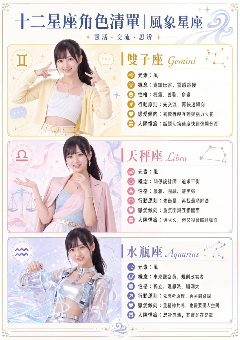 gpt2-infographic-edu-visual-air-sign-zodiac-character-poster AI image template preview