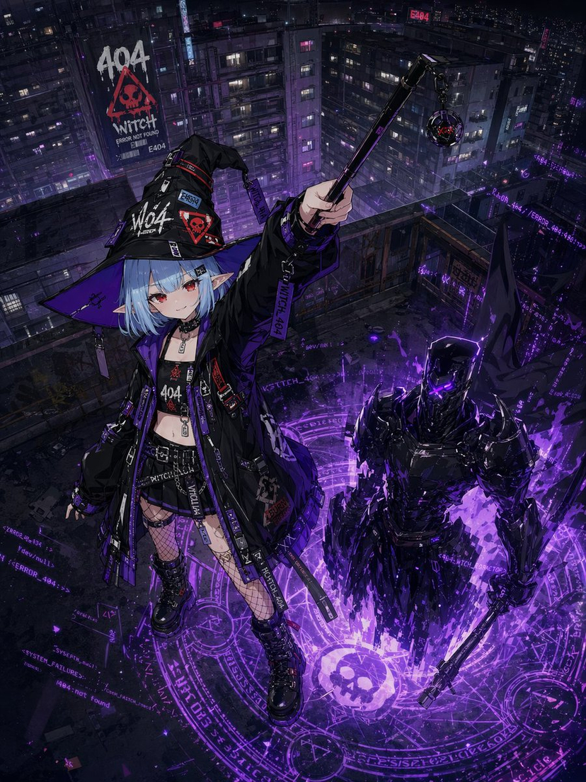 gpt2-youtube-thumbnail-cyberpunk-404-witch-summoning AI image template preview