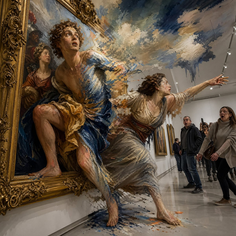 gpt2-comic-storyboard-surreal-baroque-painting-reality-fracture AI image template preview