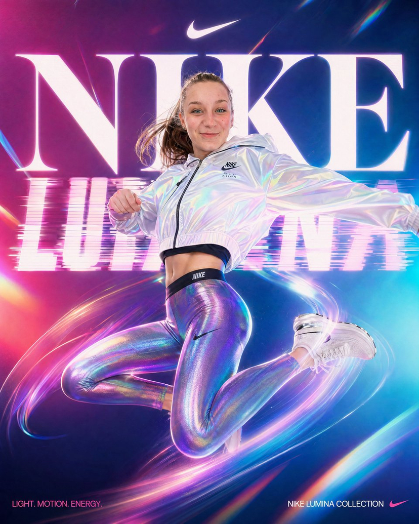 gpt2-product-marketing-neon-nike-lumina-ad-poster AI image template preview