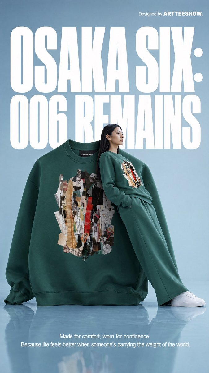 gpt2-product-marketing-editorial-osaka-six-sweatshirt-ad AI image template preview
