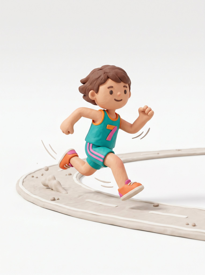 105-cute-3d-stylized-runner-in-clay-style AI image template preview