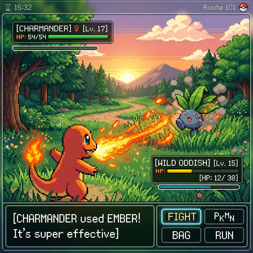 57-classic-gameboy-pokemon-style-pixel-art AI image template preview