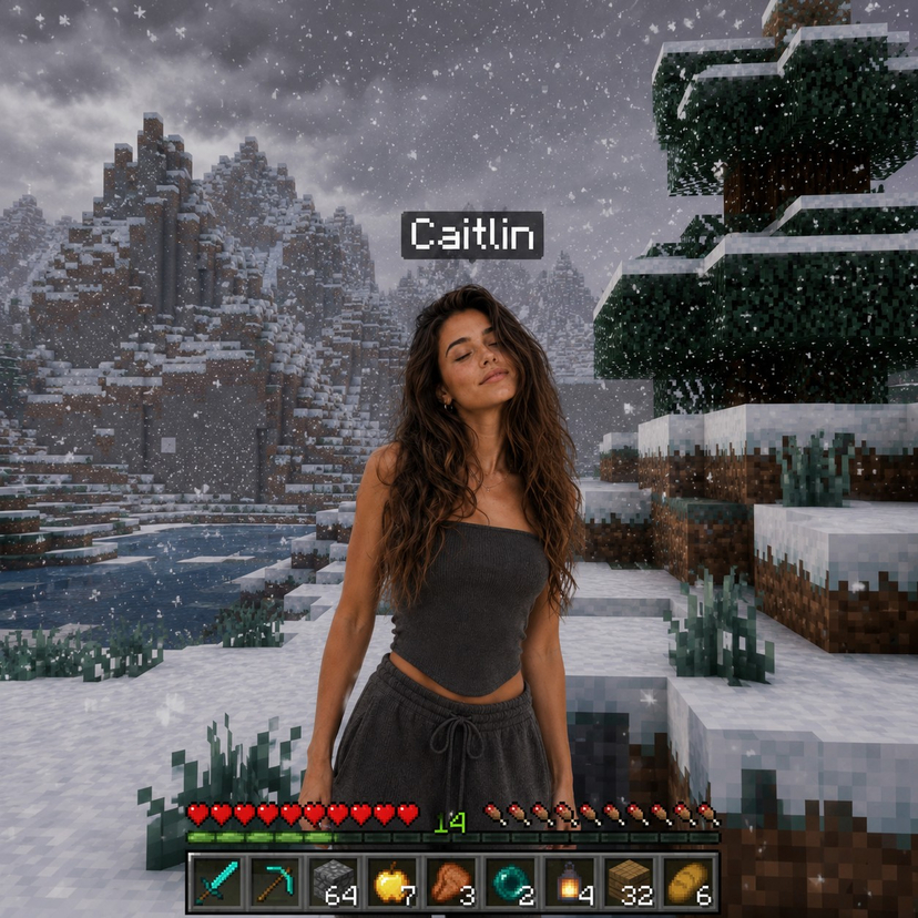 Photoreal Snow Biome Name Tag UI AI image template preview