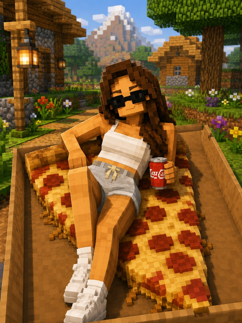Voxel Character Lush Village Portrait AI image template preview