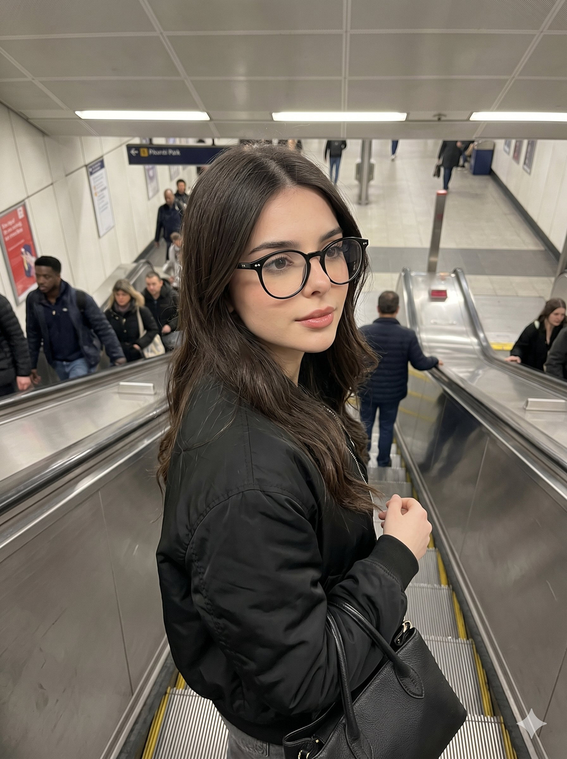 Nano Banana Pro Candid Escalator AI image template preview