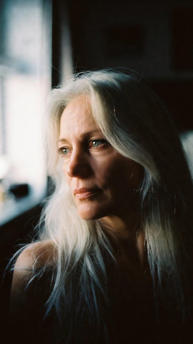 Portrait - Silver Hair Lady AI image template preview
