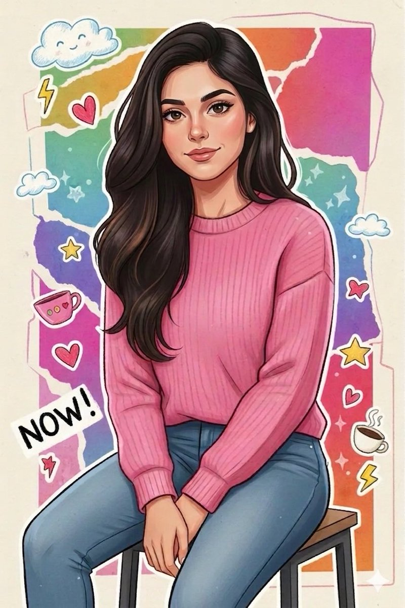 Sticker Art Style - Rainbow Girl v2 AI image template preview