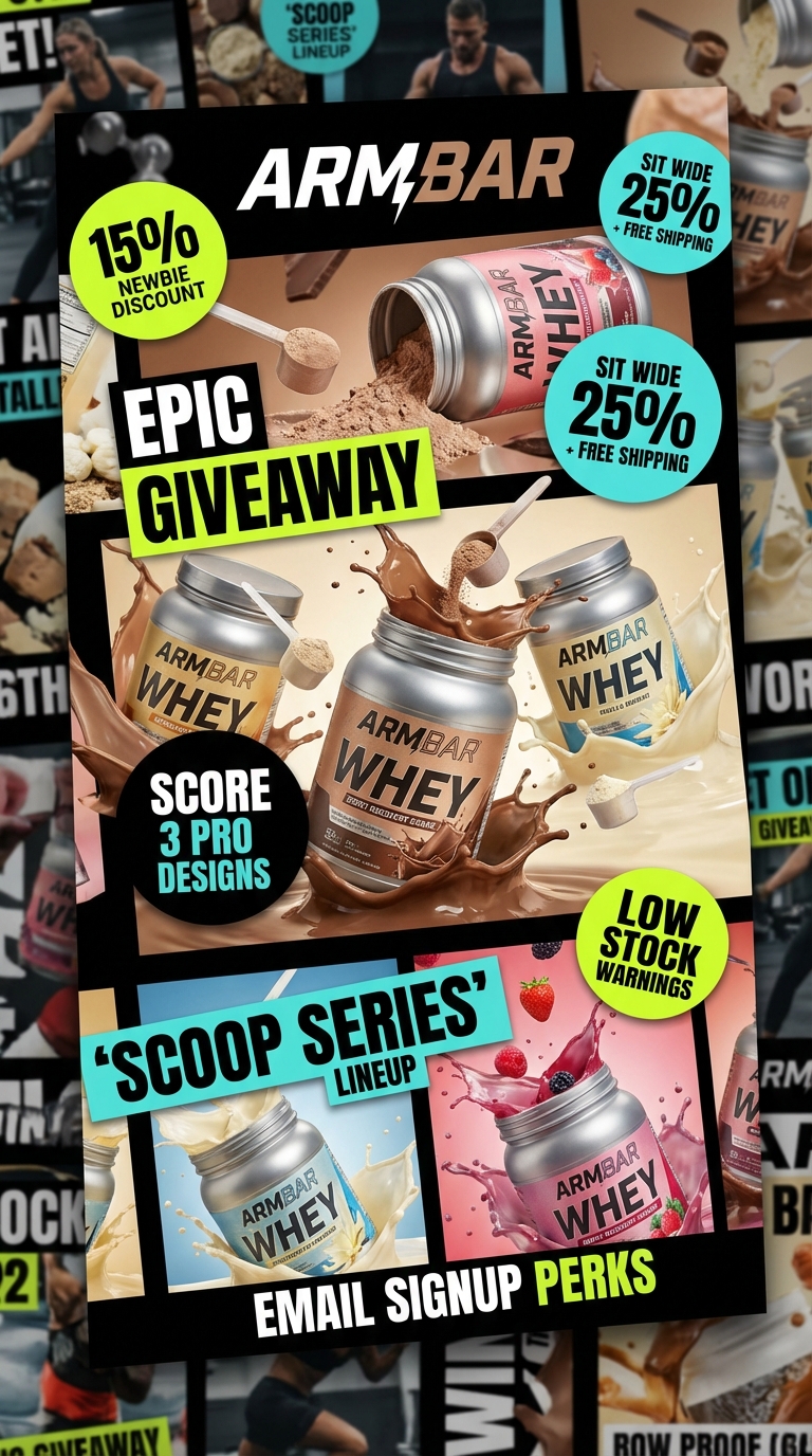 Fitness Supplement Collage Layout - AI Image Template Preview