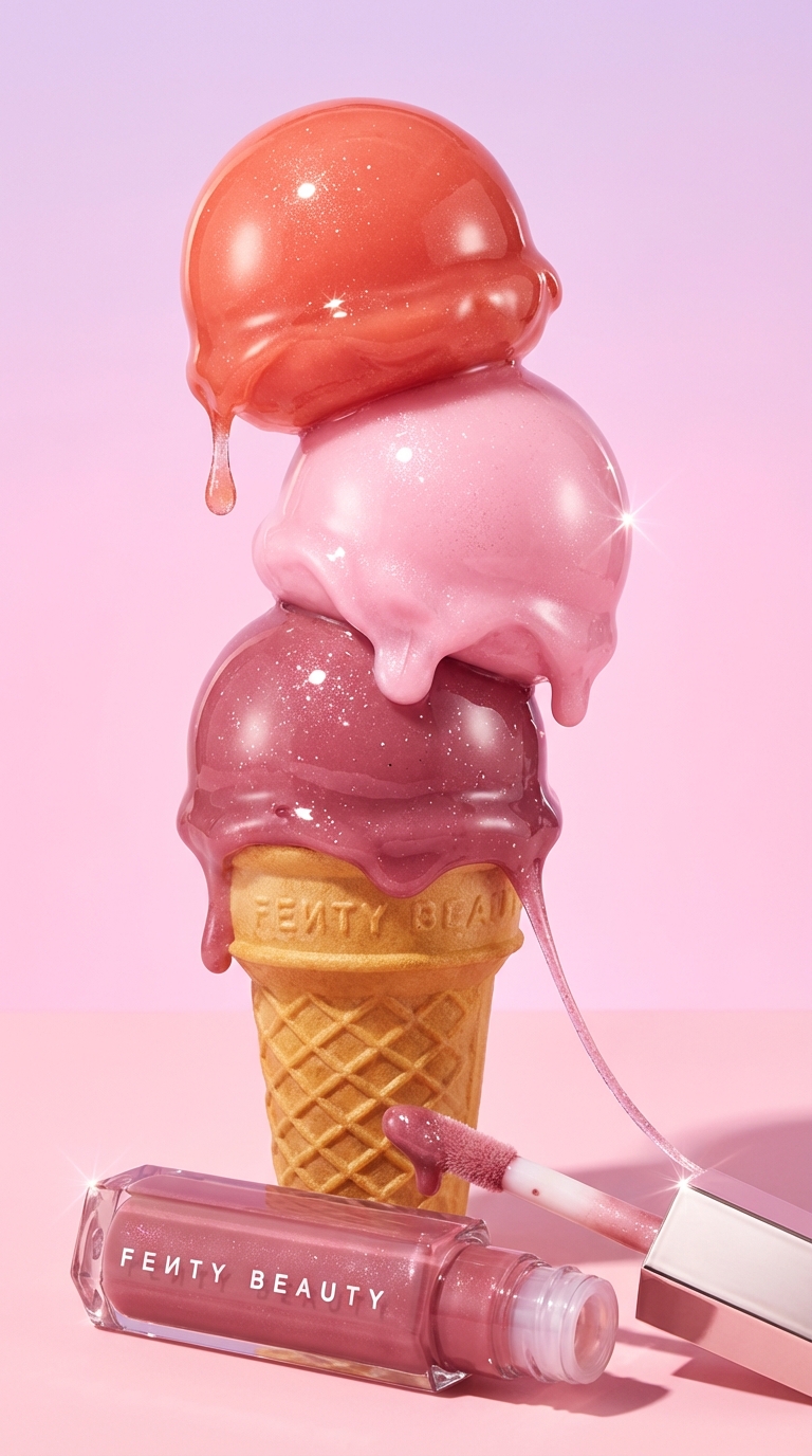 Fenty Beauty Gloss Scoop Product Shoot - AI Image Template Preview