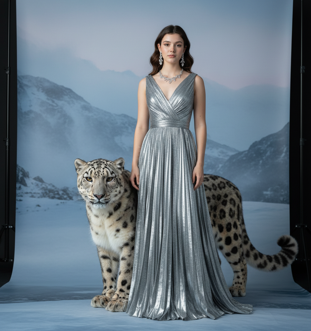 Snow Leopard Winter Shoot - AI Image Template Preview