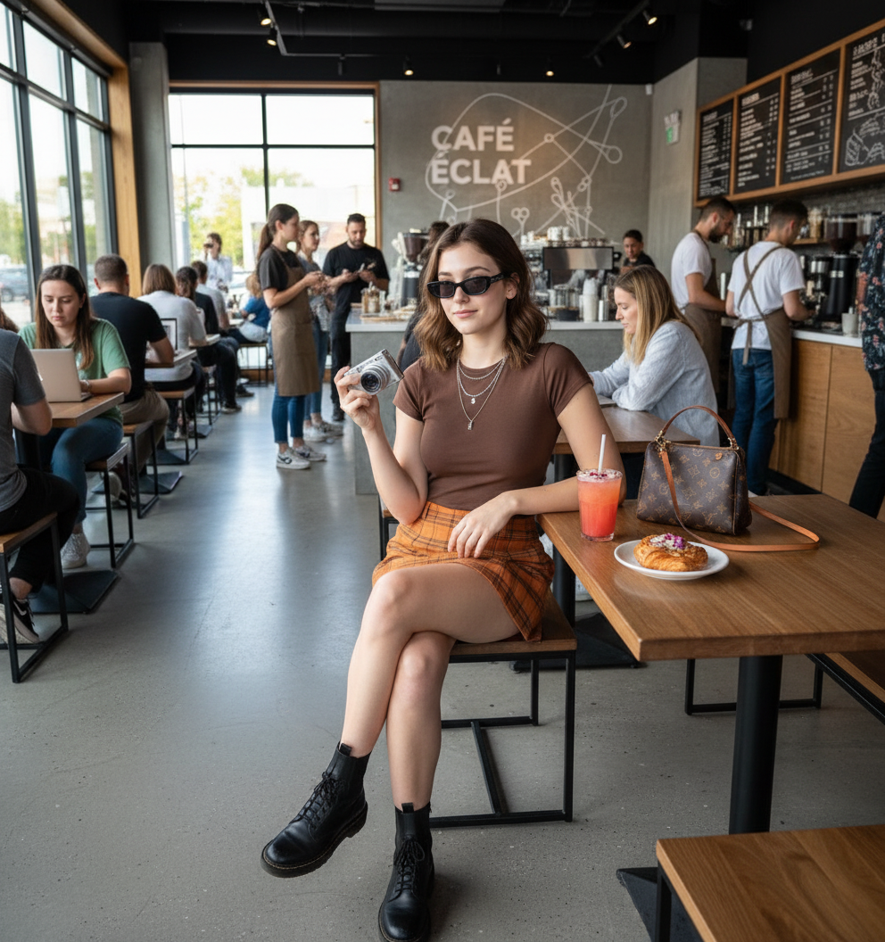 Street-Style Cafe Aesthetic - AI Image Template Preview