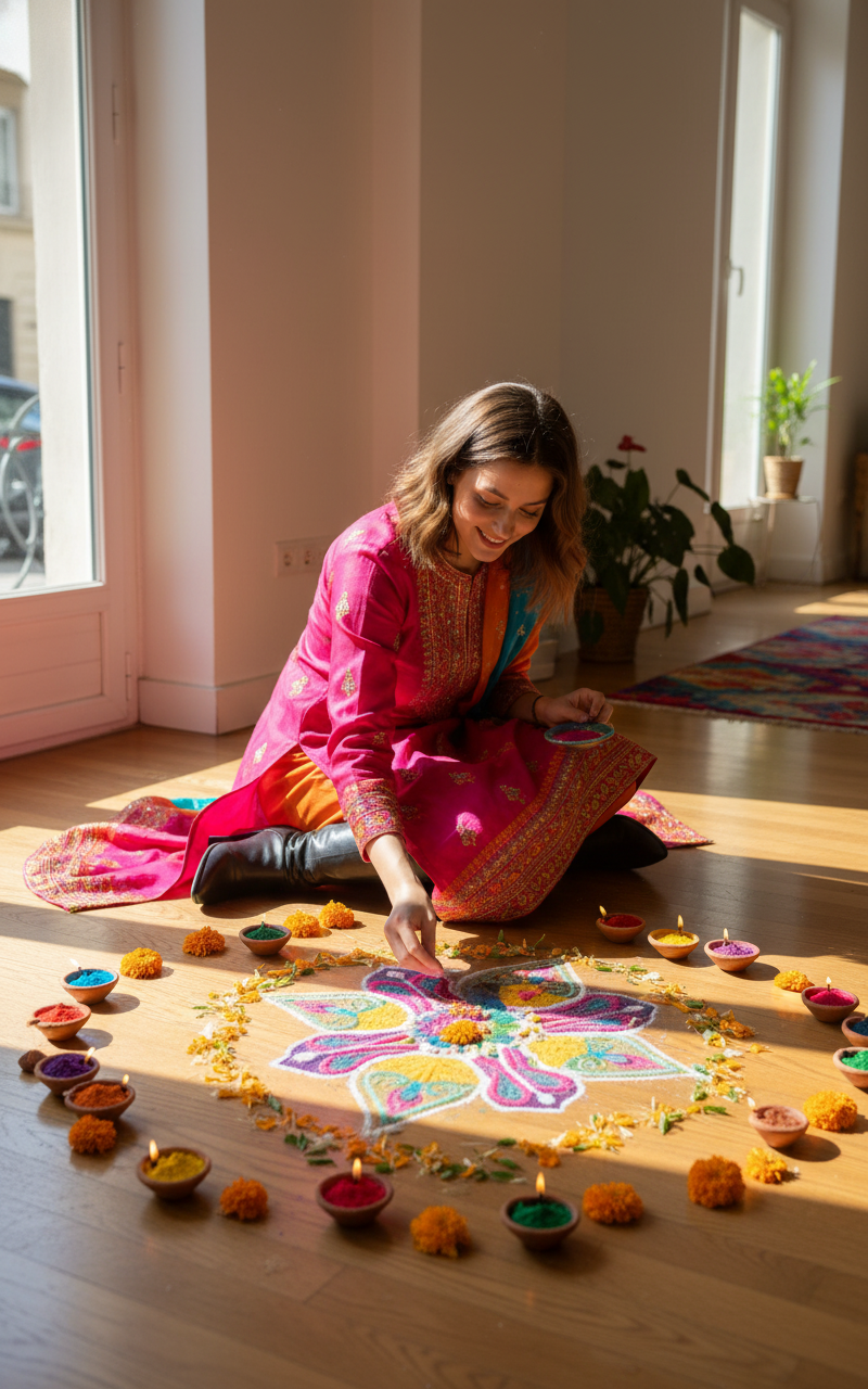 Diwali Photoshoot(Rangoli) - AI Image Template Preview