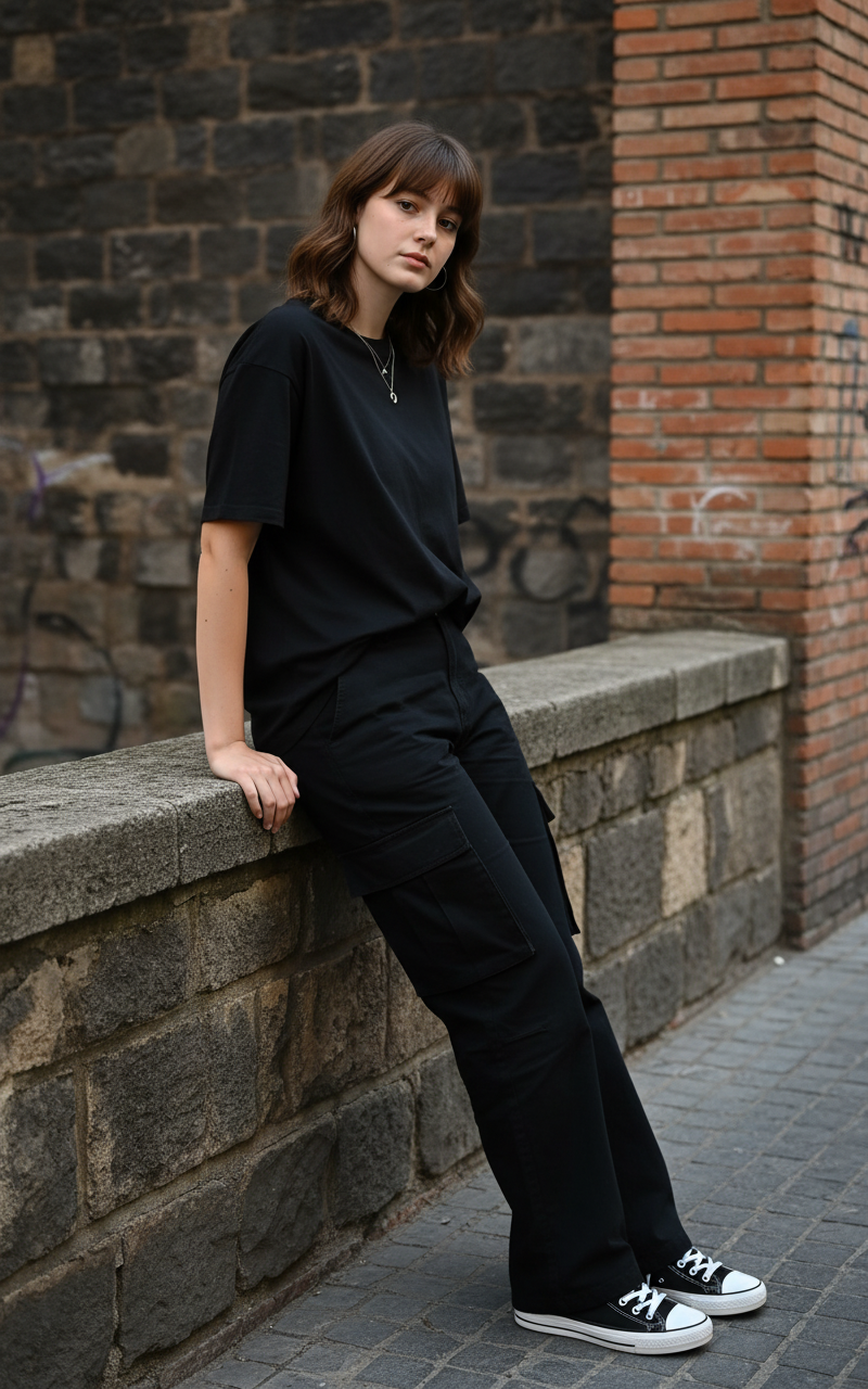 Standing by the wall - AI Image Template Preview