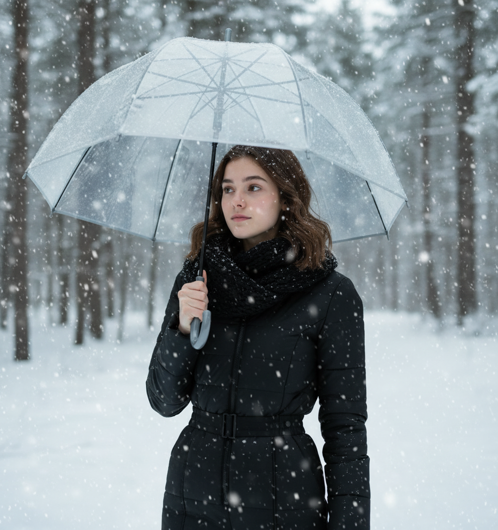 Falling Snow Umbrella Shoot - AI Image Template Preview