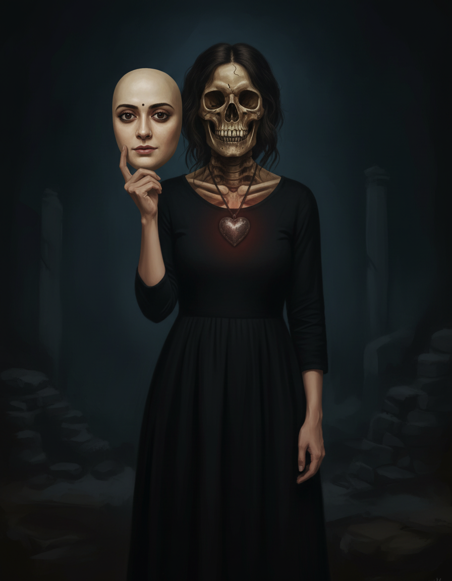 Halloween Costume - Skull Face in Hand - AI Image Template Preview