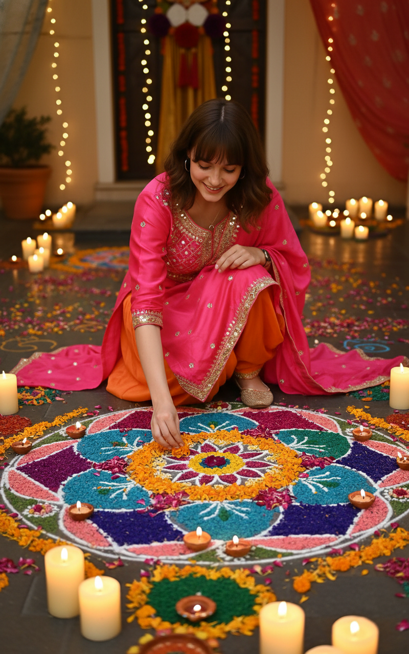 Diwali Photoshoot(Rangoli) - AI Image Template Preview